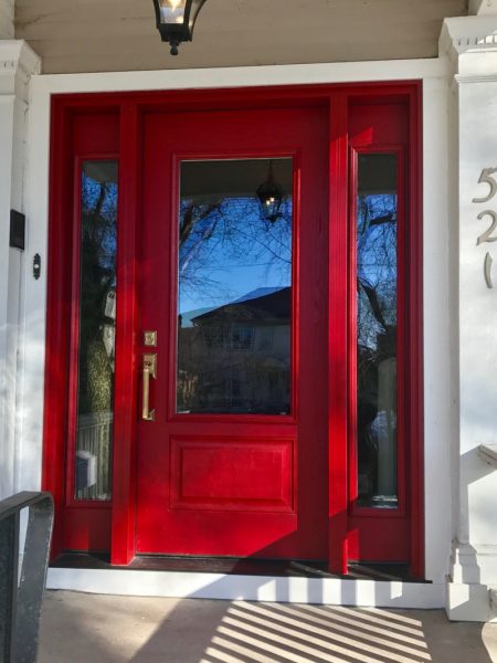 521-Raglan-Entrance-Swinging-Door-Custom-Red-w-Sidelites